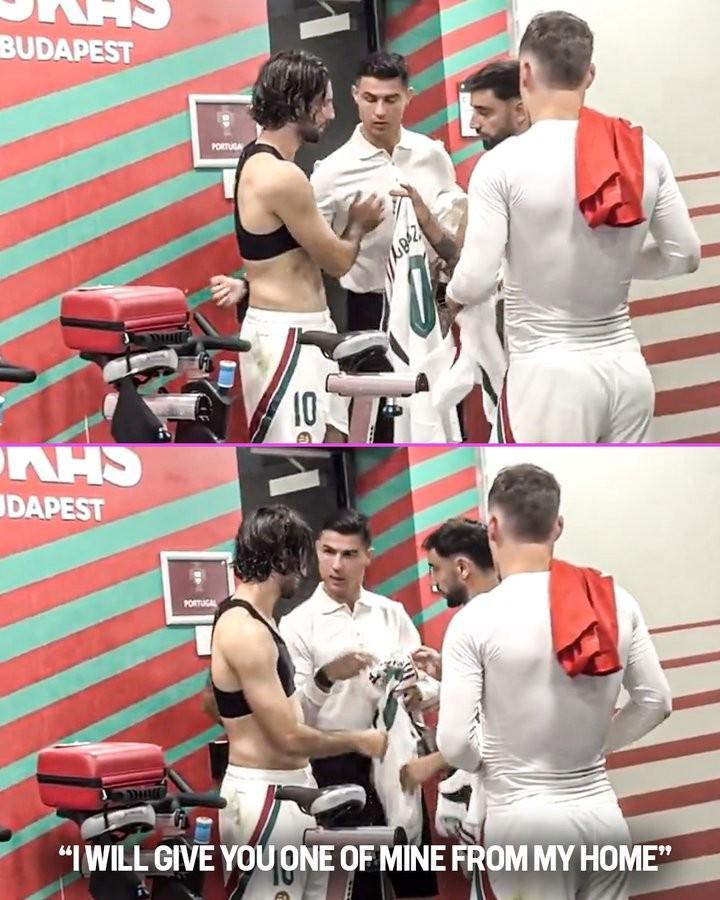 球衣已经跟别人换了,C罗向索博承诺:我把我家里的一件给你